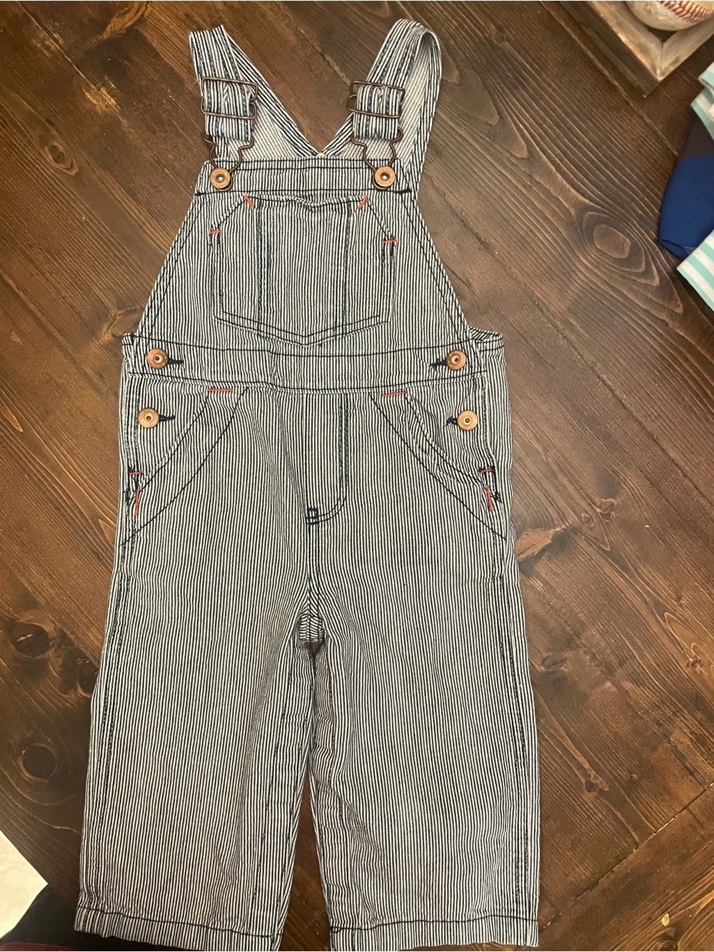 OshKosh B'gosh Blue & White Pinstripe Overalls